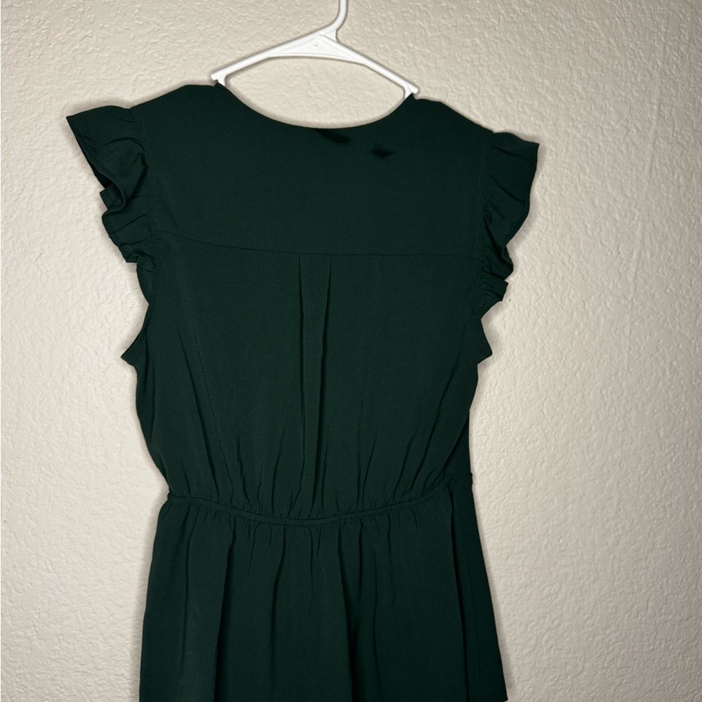 Elegant Dark Green Ruffle Sleeve Dress